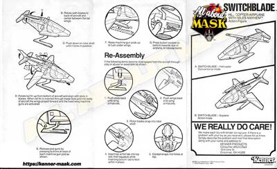 Kenner M.A.S.K. Switchblade Instruction US front/back